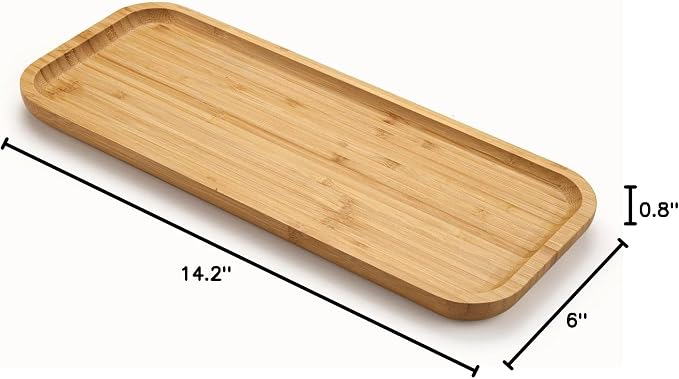 Bamboo Vanity Tray, Bathroom Counter Tray, Toilet Tank Tray, Bathroom Tray for Organizing and Home Decor, 14.2 x 6 x 0.8 inch