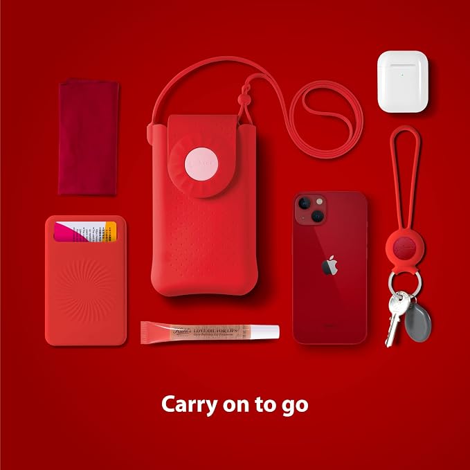 Bone Crossbody Phone Bubble Bag 1, Cell Phone Purse with Shock-Absorbing Design & Magnetic Closure, Adjustable Silicone Shoulder Lanyard Strap (Red)