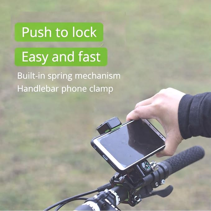 Temvue Bike Phone Mount with Compass, 1080° Rotation, Universal Handlebar Phone Holder, Shockproof and Secure Motorcycle Phone Mount, Compatible with All Smartphones.