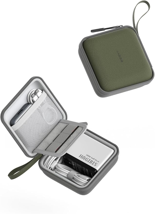 Hagibis Electronics Organizer Travel Case Cable Organizer Bag Pouch Portable Waterproof Carry Case for Cable, Charger,Power Bank, SD Card, Mouse, USB Flash Disk (DPB01 Green)