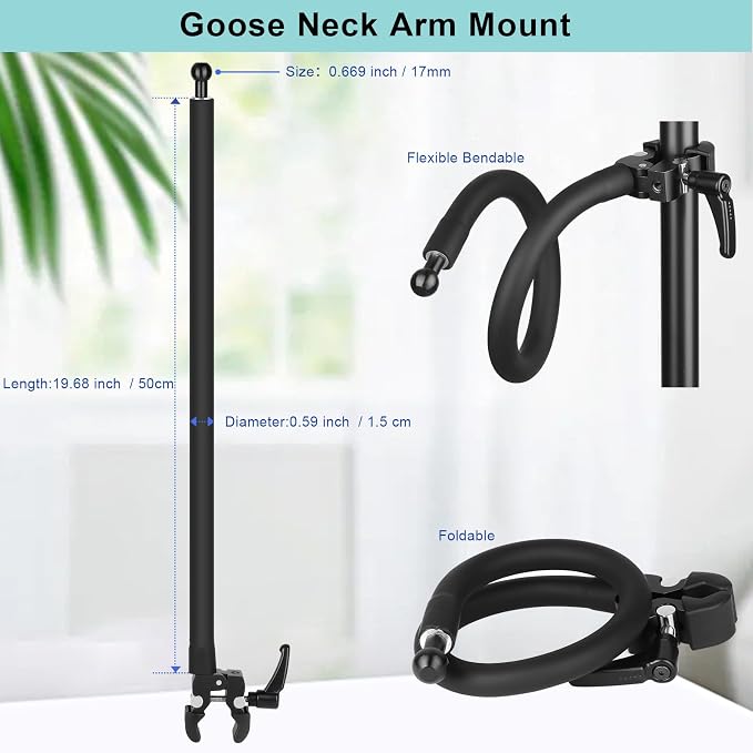 Magnetic Gooseneck Phone Holder for Treadmill/Spin Bike/Mic Stand/Music Stand,19.7" Long Gooseneck Arm Super Crab Clamp iPhone Mount,Compatible with iPhone 12/13/14/15/16/17 Android Cellphone