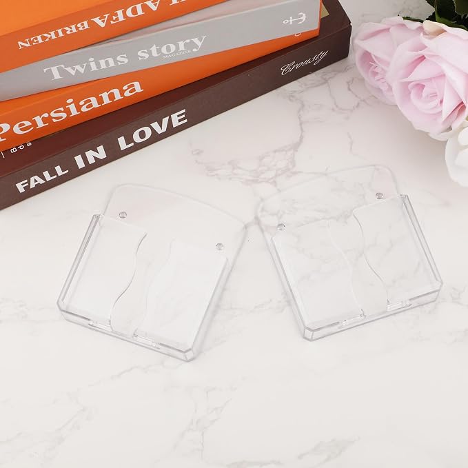Gosknor 2pcs Wall Mount Phone Holders, Clear Plastic Cell Phone Stand with Charging Hole, Practical Smartphone Accessories for Bathroom & Shower