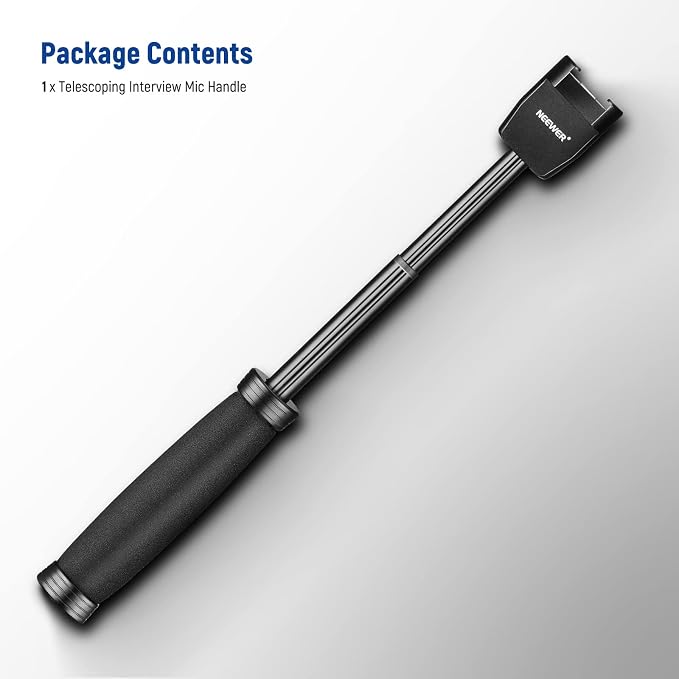 NEEWER 12"/30cm Telescoping Interview Mic Handle for Wireless Go, Lavalier Video Microphone Handheld Adapter with Cold Shoes Compatible with RODE Wireless Go II DJI Mic NEEWER CM22, MS004