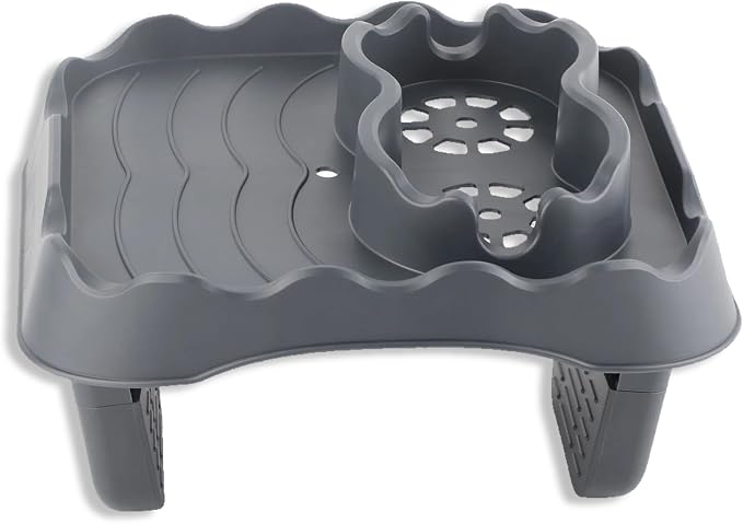 Hot Tub Table, Foldable Bathtub Side Table Caddy with 2 Cup Holders Adjustable Hot Tub Tray with Drain Holes for Spa Swimming Pool Bathtub(Grey)
