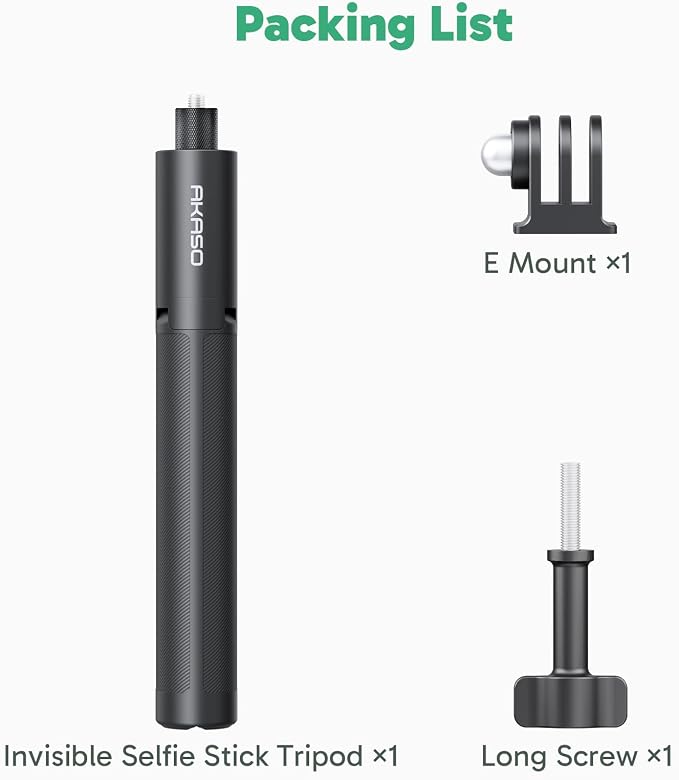 AKASO 47.2"/120cm Invisible Selfie Stick Tripod for Insta360 X5 X4 X3 Ace Pro, DJI Action Osmo 360 Pocket 3, GoPro Hero 13/12/11, AKASO 360/EK7000/EK7000 Pro, Brave 4/4 Pro, Brave 7/7 LE Action Camera
