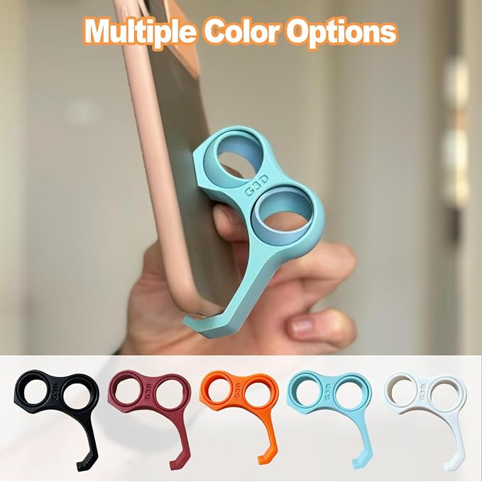 Ergonomic Finger Stand Phone Holder, Finger Phone Holder, Pinky/Ring Finger Grip Strap, Stress-Relieving Toy, Multi-Functional Design, Comfortable Grip, Easy to Carry. (White)