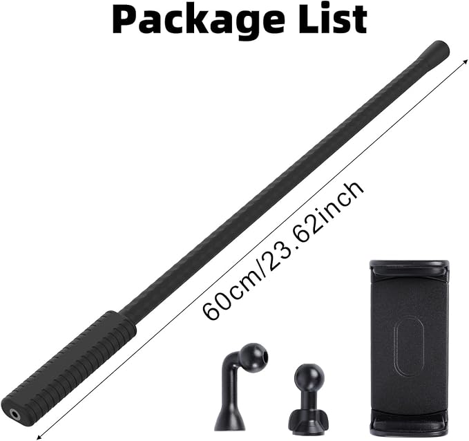 Portable Flexible Phone Holder with Handle for Treadmill, Spin Bike, Stroller, Tripod, Shopping Cart, Desk, Logitech Webcam, 23.6" / 60cm Long Arm Gooseneck Phone Mount for 4.7”- 7" Cell Phones