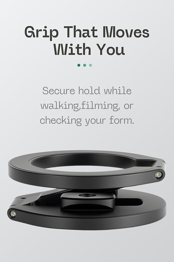 FANAUE MS-05 Dual Magnetic Ring Cell Phone Holder – Ultra Slim Foldable Design with 1/4” Screw & Dovetail Clip Tripod Mount – for iPhone 16 15 14 13 Pro Max Plus – Gym Magnetic Phone Holder