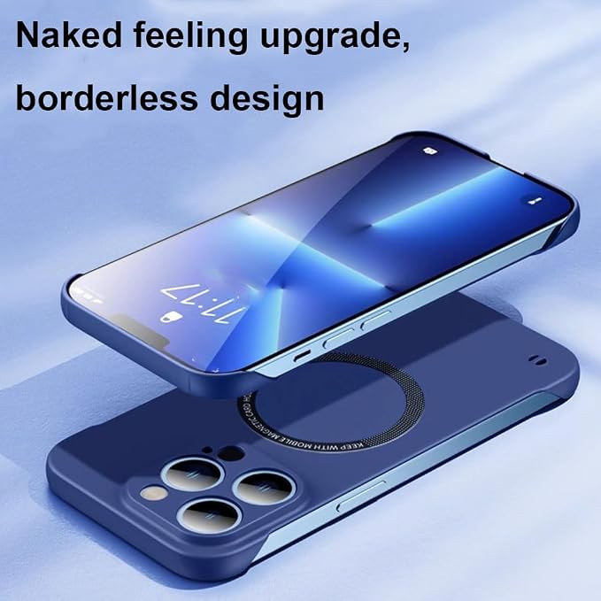 Ultra Thin Hard Pc Magnetic Frameless Case, Compatible with Magsafe and Wireless Charging, for iPhone 16/15/14/13/12/11ProMax (Gray Purple,for iPhone 13Promax)