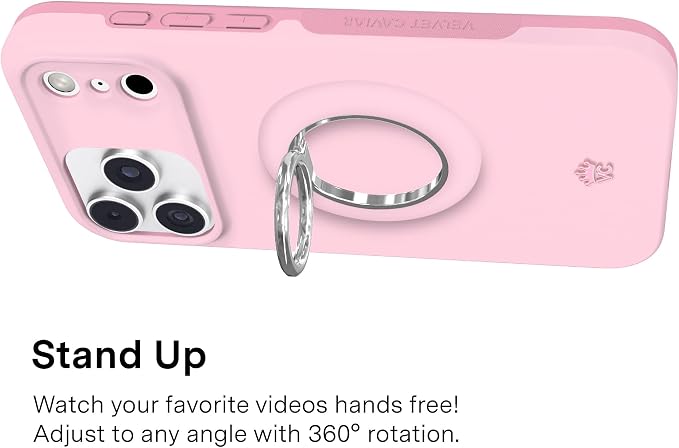 VELVET CAVIAR Compatible with MagSafe Phone Grip 2.0 | Cute Magnetic Ring Holder | Finger Loop Kickstand | Pop On Accessory for iPhone 17, 16, 15, 14, 13, 12 | Strawberry Milk