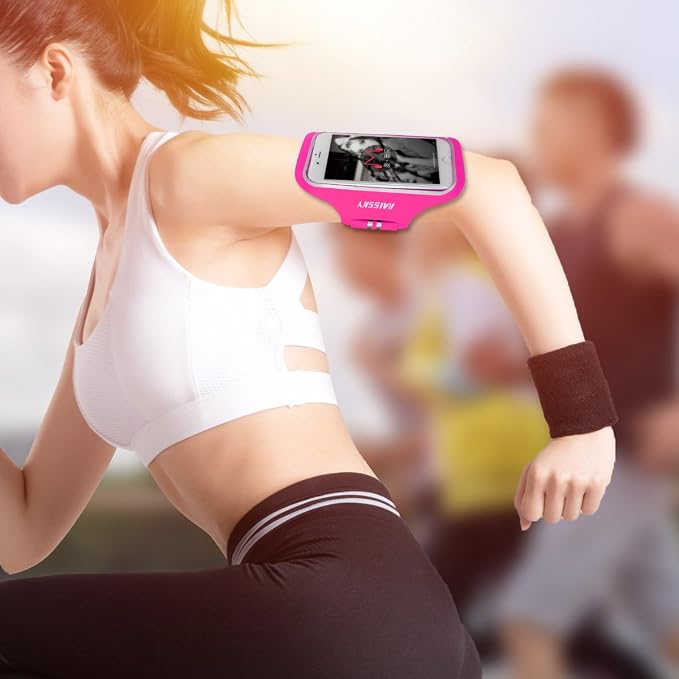 Running Sports Arm Band Strap Holder Pouch Case for Running Camping Cycling Workout Fits iPhone 6/7/8Plus Android Samsung Galaxy up to 5.5in (Pink)