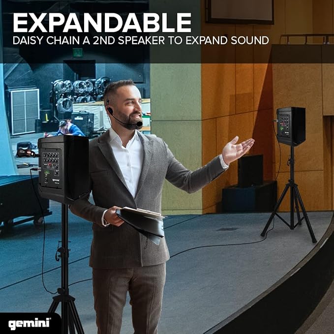 Gemini UHF Wireless Microphone System – Dual Lavalier & Headset Mics with Bodypack, USB Rechargeable Receiver, 50m Range, Cardioid Pattern for Teaching, Streaming, Karaoke & Events (GMU-HSL100)