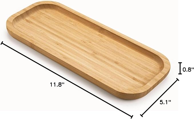 Bamboo Vanity Tray, Bathroom Counter Tray, Toilet Tank Tray, Bathroom Tray for Organizing and Home Decor, 11.8 x 5.1 x 0.8 inch