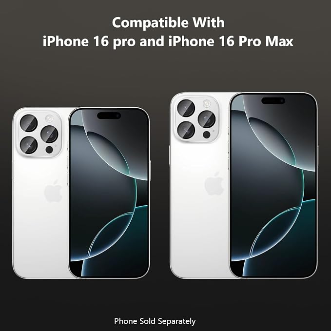 SAHARA - Ultra-Strong Camera Lens Protector for iPhone 16 Pro/16 Pro Max (2-Pack), White Titanium, (ZD00162)