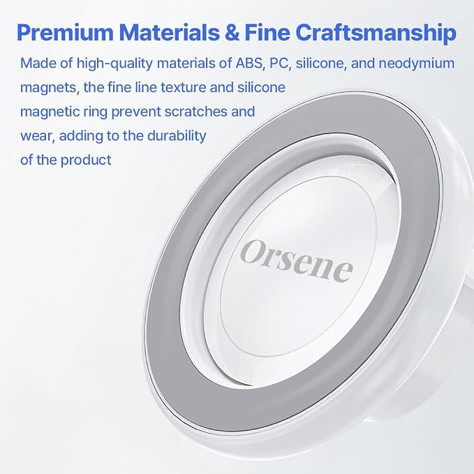 for MagSafe Wall Mount Magnetic Phone Holder Includes All Smartphone Compatible Rings (Self-Adhesive), 360 Degree Free Rotation, Shower Mirror,Bathroom,Kitchen (White)