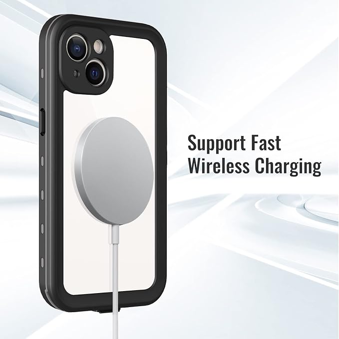 Waterproof Phone Case Compatible with iPhone 13, IP68 Waterproof Shockproof Dust-Proof Phone Case with Built in Screen Protector, Full Body Protective Case (Black, iPhone 13)