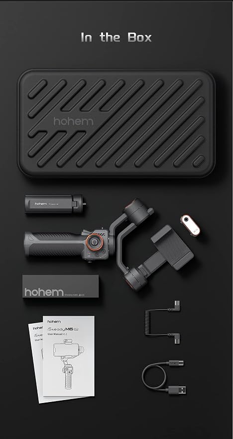 Hohem iSteady M6 Kit Smartphone Gimbal Stabilizer 3-Axis with Magnetic Fill Light/AI Tracking Sensor for iPhone Android with 0.91-inch OLED Display Max Payload 400g