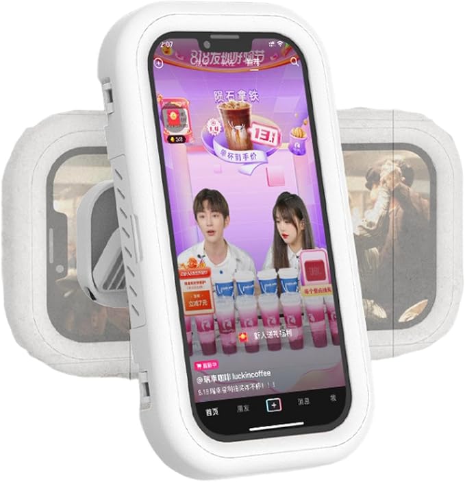 Shower Phone Holder Waterproof, 480° Rotatable Retractable Angle Adjustable Bathroom Wall Phone Mount Stand, Phone Holder for Shower, Anti-Fog Touchscreen Phone Shower Holder for 4-7'' Cellphones