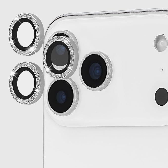 Case-Mate Camera Lens Protector with Aluminum Twinkle Rings for iPhone 17 Pro Max/iPhone 17 Pro - Double Tempered Glass, Anti-Scratch - Ultra HD View with Night Shooting, Case Friendly, Easy Install