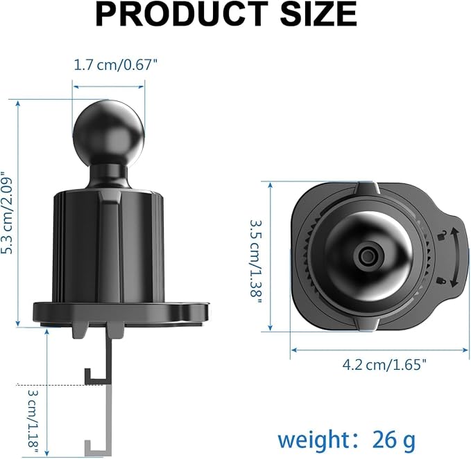 2Pcs Black Universal Air Vent Clip for Car Phone Mount Cellphone Holder Vent Grip W Joint Ball Dia- for Most Car Bracket Universal Air Vent Clip for Phone Cellphone Holder Grip (17mm)
