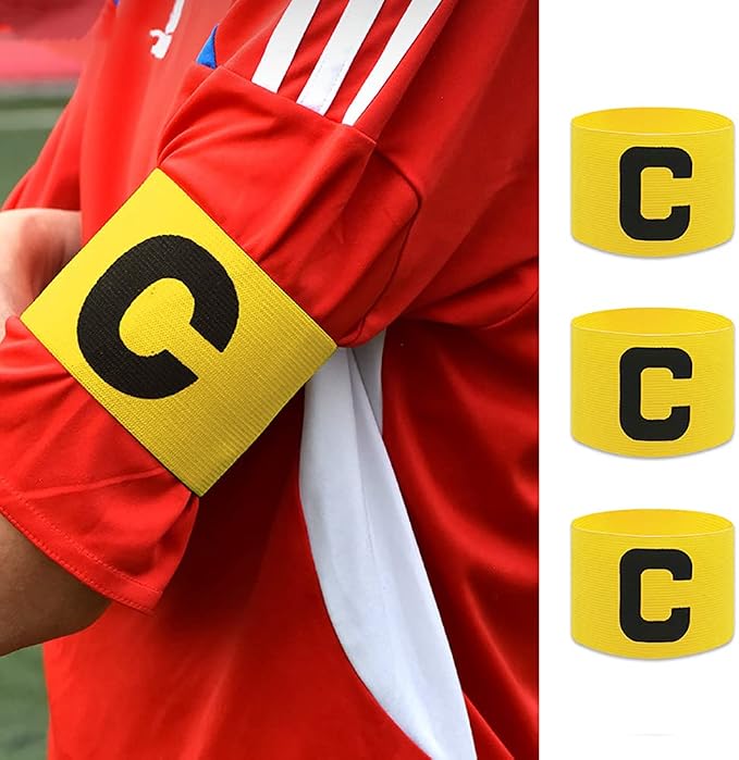6 Pcs Adjustable Elastic Soccer Captain Armband Arm Bands Football Basketball Player Bands for Youth Adult Yellow