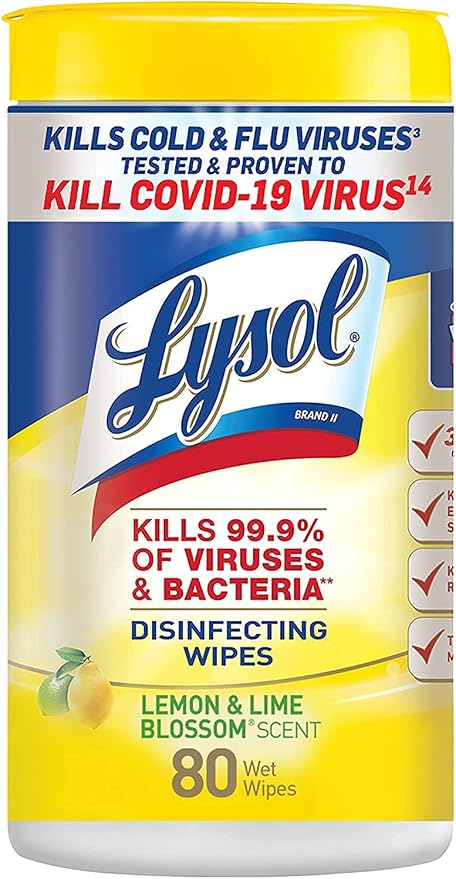 Lysol Disinfecting Wipes, Lemon and Lime Blossom, 80 Count (Pack of 6)