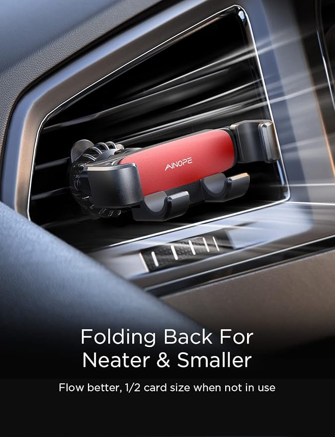 AINOPE Car Phone Holder Mount Vent 2025 Gravity Air Vent Phone Holders for Your Car for iPhone 16 Pro Max with Vent Clip Hand Free Cell Phone Car Mount Holder for iPhone 15 Plus Samsung Red