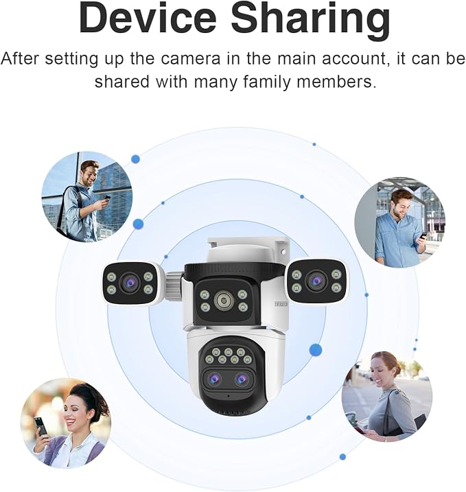 EVERSECU 10x Hybrid Zoom Quad Lens WiFi PTZ Security Camera, Triple Cameras in One, Side Cameras with Adjustable All-Angle Arm, 2K 360° View No Blind Spot, Auto Tracking, Spotlight, 2 Way Audio