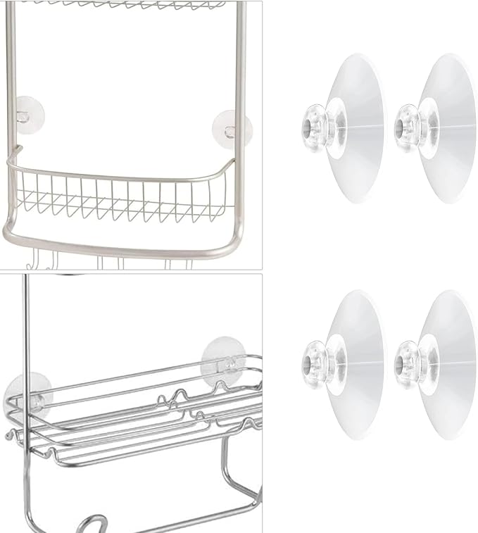 Shower Caddy Connectors Suction Cups for Bathroom, 2 Inch PVC Plastic Heavy Strength Large Clear Sucker Without Hooks, Replacement Suction Cups Compatible with iDesign (4 PCS)
