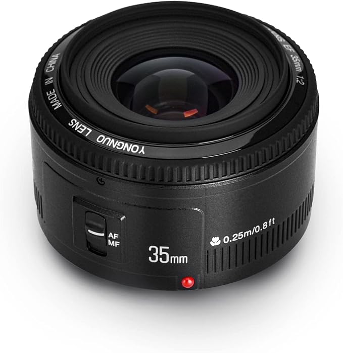 YONGNUO YN35mm F2 Lens 1:2 AF/MF Wide-Angle Fixed/Prime Auto Focus Lens for Canon EF Mount EOS Camera