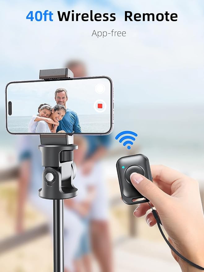 Kaiess 62" Phone Tripod & Selfie Stick, Extendable Photography Light Stand with Wireless Remote, Solidest, Portable, Lightweight, Compatible with iPhone/Android Phone