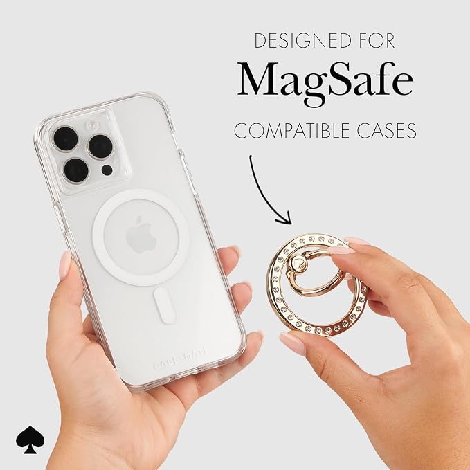 kate spade new york Magnetic Phone Ring Grip with Stand - Removable and Collapsible - Set in Stone