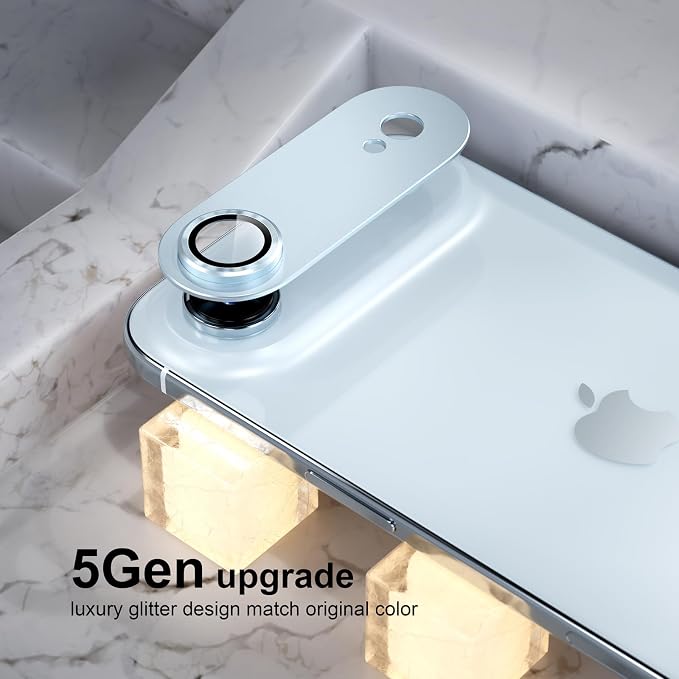 Choiche Compatible for iPhone 17 Air Camera Lens Protector, Strong Adsorption Camera Cover with 9H Tempered Glass Lens Screen Protector Metal Ring Decoration Accessories 6.5-inch (Sky blue)