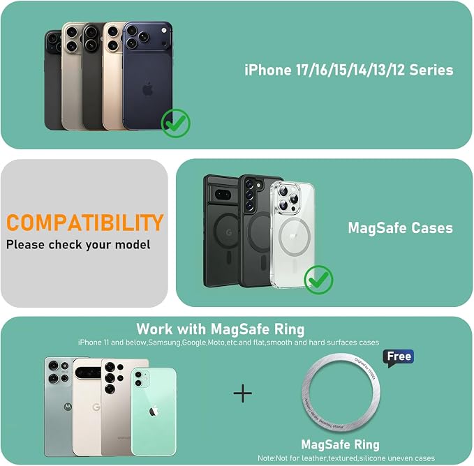 Magnetic Tripod for iPhone, Aluminium Phone Tripod Stand Compatible with Magsafe iPhone 17/16/15/14/13/12 Series, Foldable Strong Magnetic Phone Stand & Travel Essentials Accessories