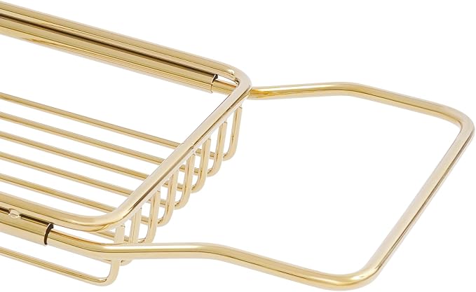 Expandable Bathtub Tray Caddy for Luxury Bath, Extra Wide Acrylic Tub Tray with Natural Marble Board, Waterproof Bath Tub Shelf for Phone, Wine, Book, Tablet Stand - Ideal Home Spa (Gold, White)