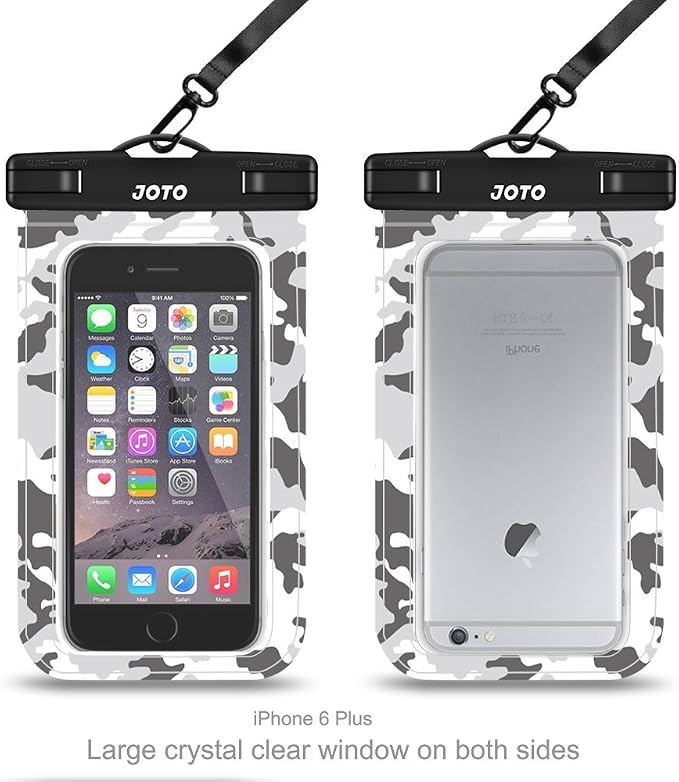 JOTO Up to 7" Universal Waterproof Phone Case for iPhone 17 Air 16 15 14 13 12 11 Plus Pro Max, IPX8 Cellphone Dry Bag XR X SE, Galaxy S23 S22 S21 S20+ S20 S10 Plus Note, Pixel -CamoGrey