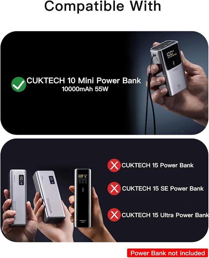 Silicone Case for CUKTECH 10 Mini Power Bank (10000mAh 55W) Full-Body Protective Cover for CUKTECH 10 Mini Portable Charger,Precise Port Cutouts (Case Only) Grey