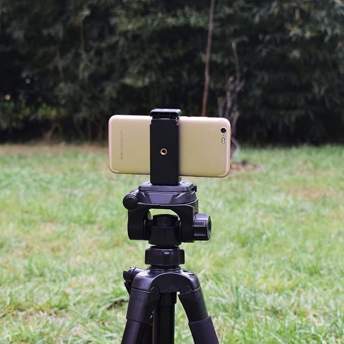 PRAQECZ Universal Cell Phone Tripod Mount Adapter, Phone Holder Clip Connector Head Used for Monopod Selfie Stick Travel Mini Flexible Tripod and More