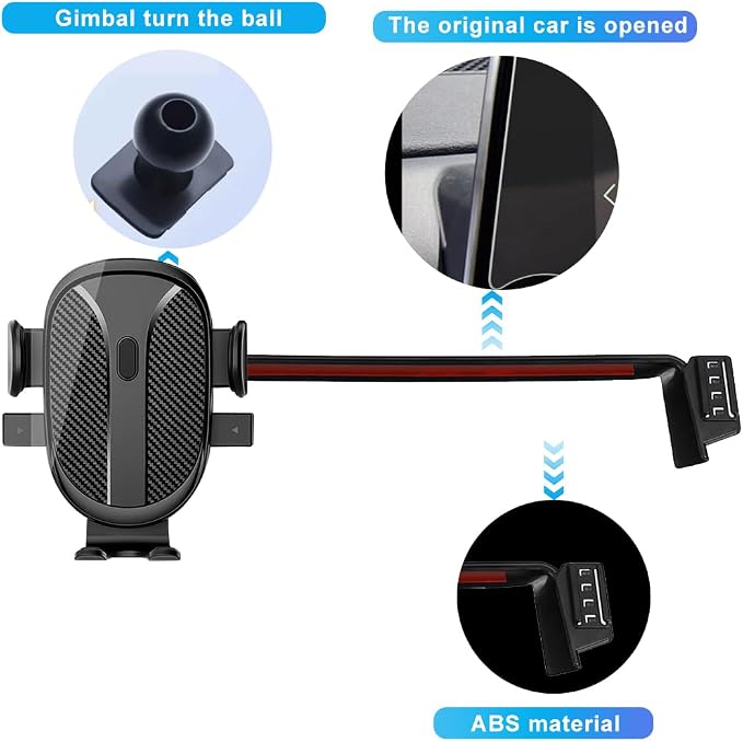 Car Phone Holder for 2026 Toyota Grand Highlander Accessories 2024 2025 Dash Mount Cell Phone Holder for Most Smartphones Auto Interior Accessories Hands-Free 360 Degree Rotation