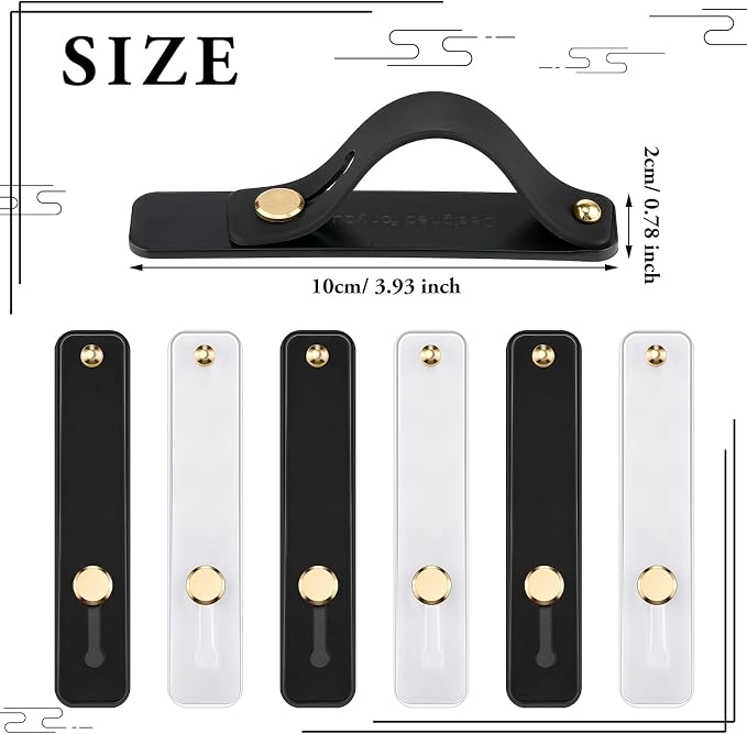 Weewooday 6 Pieces Phone Grip Holder Cell Phone Grip Strap Telescopic Finger Strap Stand Universal Finger Kickstand for Most Smartphones(White, Black)