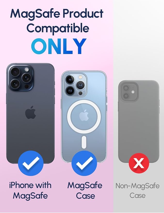 for MagSafe Phone Grip for iPhone - Glitter Magnetic Phone Ring Holder for Women Girs - Comfortable Stylish Finger Phone Loop Grip for iPhone 17/16/15/14/13/12,Glitter Pink