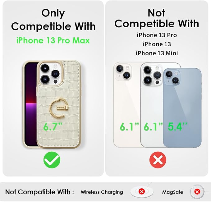 CUSTYPE for iPhone 13 Pro Max Wallet Case with Card Holder, Leather Protective Case with Ring Holder Kickstand Card Slots for Women and Men for iPhone 13Pro Max 6.7"-Beige