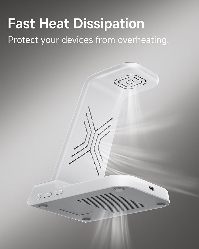 Wireless Charger for iPhone 17, 3 in 1 Charging Station for Apple Watch Watch 11/10/9/8/7/6/5, Ultra 3/SE 3, for iPhone 17/16/15/14/13/12/11/X Series, for Air Pods Pro 3/4/Pro 2/3/Pro (No Adapter)