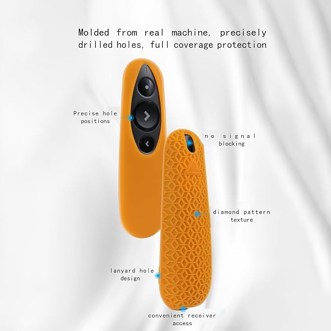 Remote Case for Logitech R500 Silicone Protective Cover for Wireless Presenter R500s (Orange)