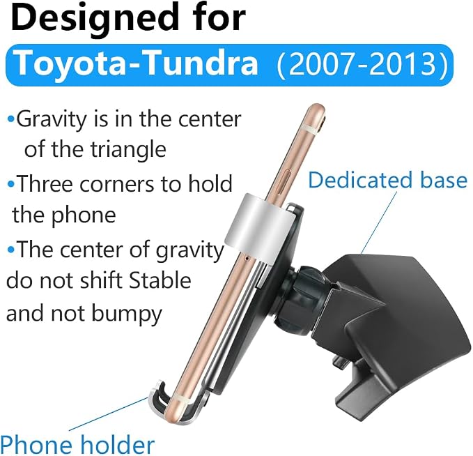 Car Phone Holder for Toyota Tundra 2007-2013 and Toyota Sequoia 2008-2017 Auto Interior Accessories Best Cell Phones Mount Cellphone Mobile Cradle Charging Navigation GPS Bracket Screen Stand