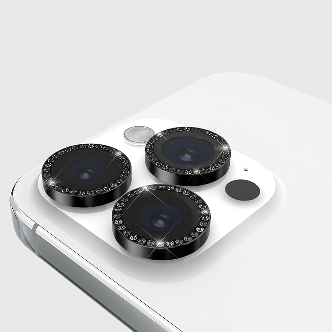 kate spade new york iPhone 15 Pro/iPhone 15 Pro Max Camera Lens Protector with Aluminum Ring - Set in Stone Nightfall