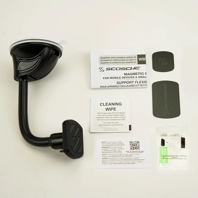 Scosche MAGWDMB MagicMount Flex Neck Suction Cup Car Phone Mount for Dashboard/Windshield, 360° Adjustable Magnetic Head, Universal Cell Phone Holder Compatible with iPhone, Samsung & All Devices