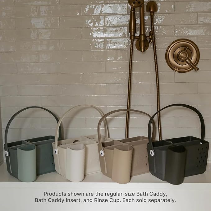 Parker Baby Large Bath Caddy | BPA Free & Food Grade Shower Caddy Organizer for Toys & Supplies | Quick-Dry, Sturdy & Perfect Size Shower Basket w/Handle in Neutral Colors