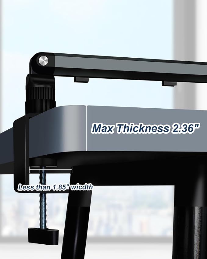 Tablet Desk Mount for ipad, Desk Clamp Aluminum Arm Portable Monitor Mount Suitable for 4.7-15.6" and Under 3 Pounds Phone, iPad mini/Air/Pro, Kindle, Galaxy Tab, Portable Monitor (Gray)
