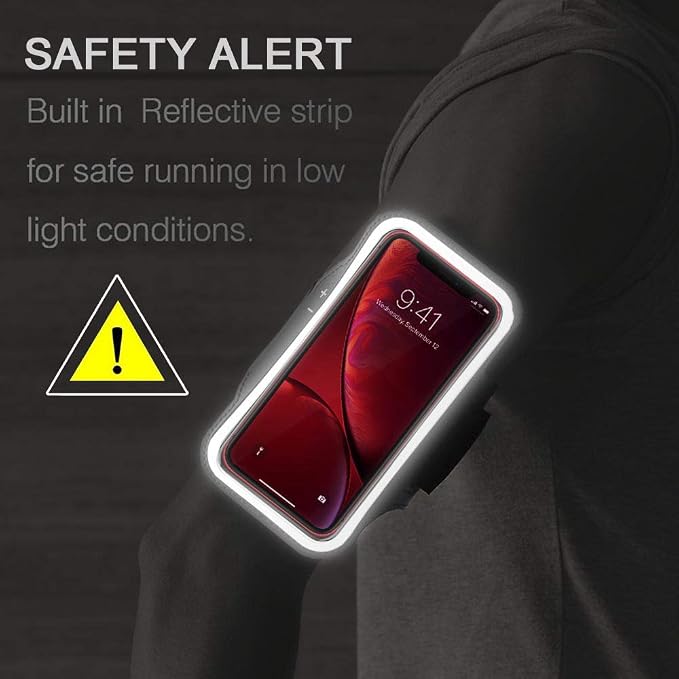 iPhone 17 16 15 Armband, JEMACHE Water Resistant Gym Running Workouts Arm Band for iPhone 17 16 15 14 13 12 Pro (Rose)